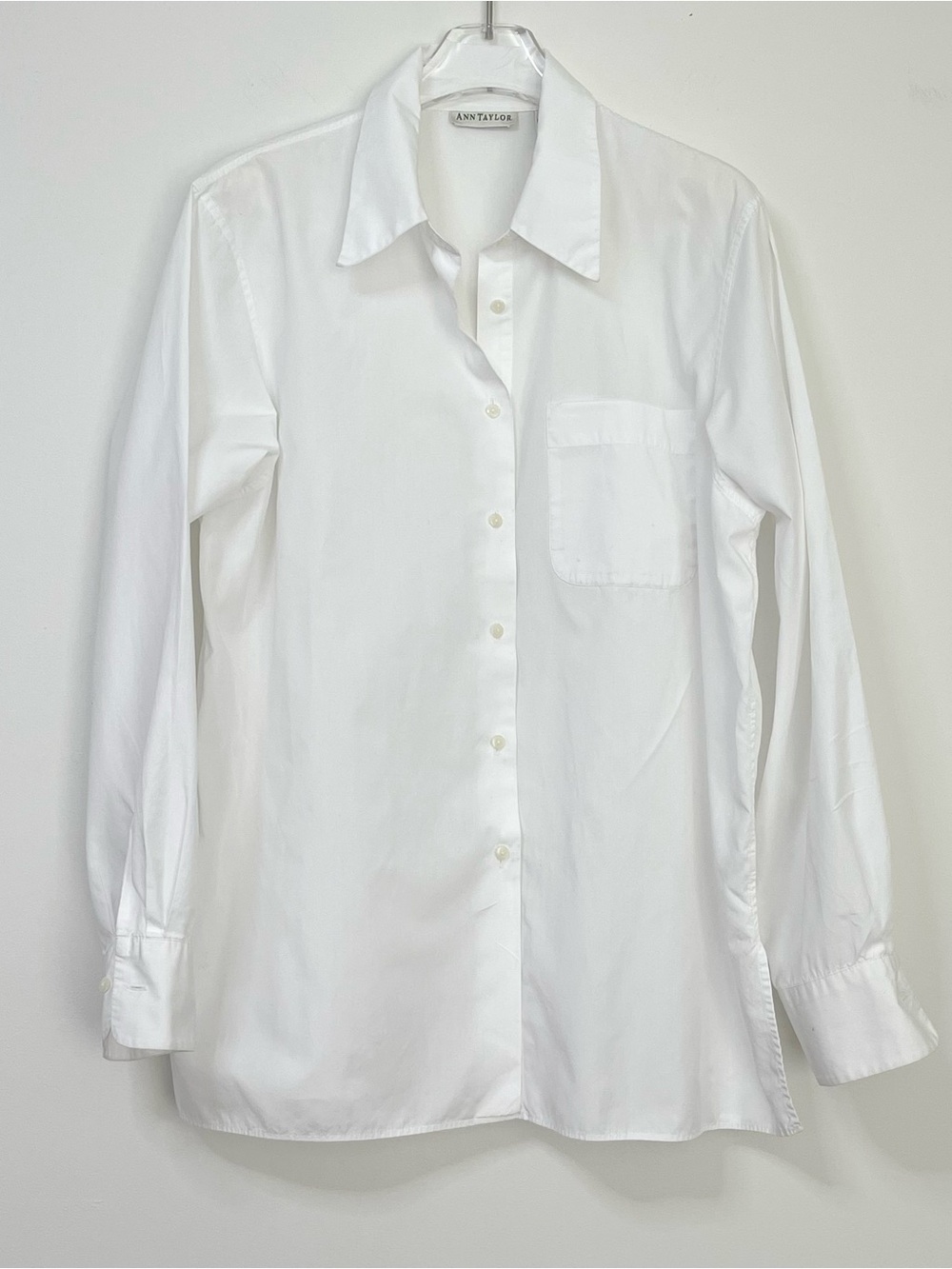 Ann Taylor White Long-Sleeve Button Shirt